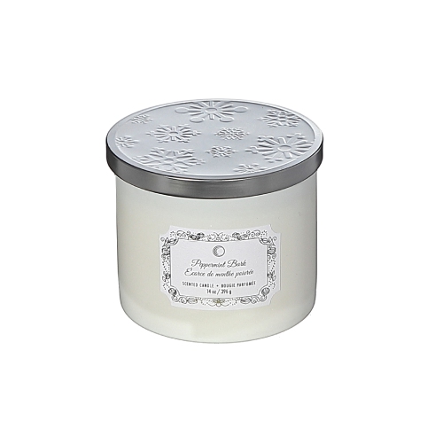 Bougie en pot à 14Oz 3 mèches Maison concepts Écorce de Noël à la menthe