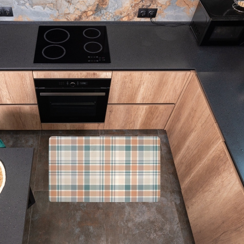 Maison Concepts Memory Foam Floor Mat Peachy Cream Plaid