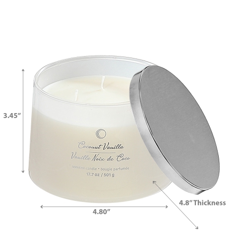 Maison Concepts 18Oz 3 Wick High Gloss Taper Candle Coconut Vanilla