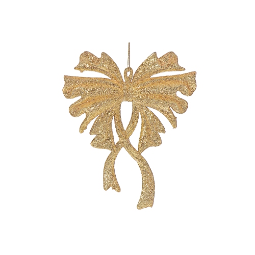 Maison Concepts Christmas Gold Glitter Ornament Bow - Set of 12