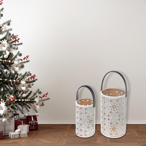Maison Concepts Christmas Metal Cutout Lantern Set Of 2 Snowflake