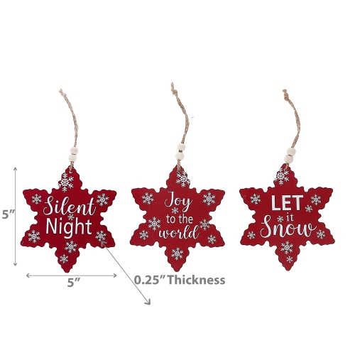 Maison Concepts Christmas Flat Snowflake Shape Ornament - Set of 6