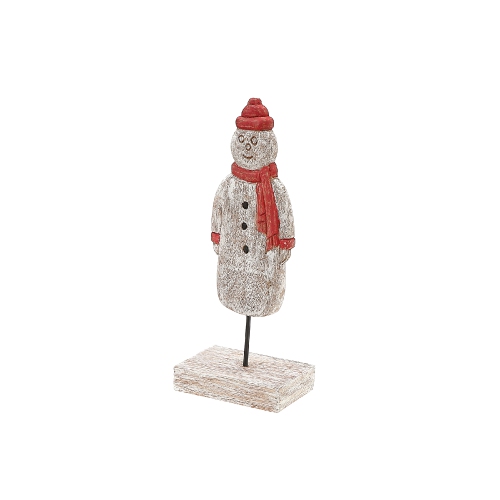 MAISON CONCEPTS  Christmas Wooden Snowman Figurine With Scarf And Toque