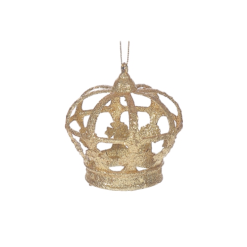 Maison Concepts Christmas Gold Glitter Ornament Crown - Set of 12