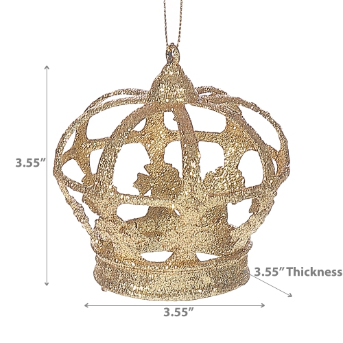 Maison Concepts Christmas Gold Glitter Ornament Crown - Set of 12