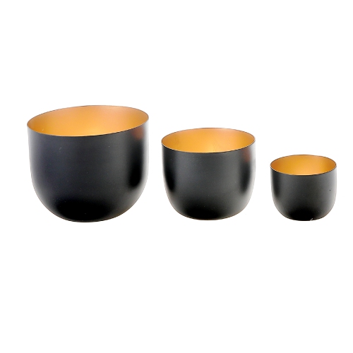 MAISON CONCEPTS  Christmas Metal Candle Holder Set Of 3 In Black