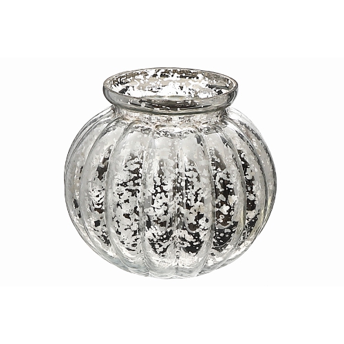 Maison Concepts Mercury Sphere Ribbed Tealight Holder Silver - Set of 2