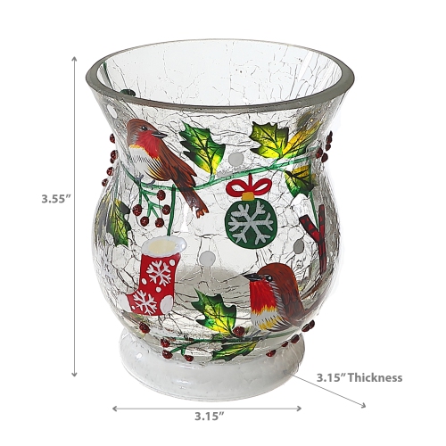 Maison Concepts Christmas Crackled Glass Candle Holder Joy