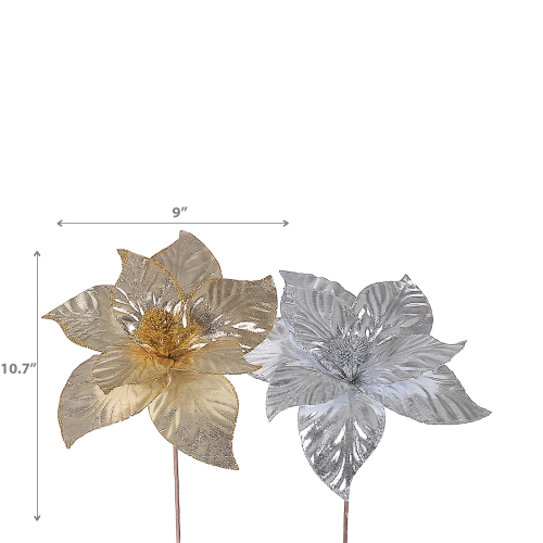 Maison Concepts Christmas Shiny Poinsettia Pick - Set of 6
