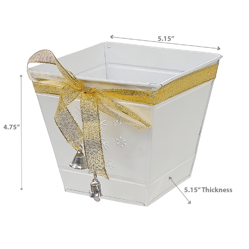 Maison Concepts Christmas White Snowflake Metal Planter Square