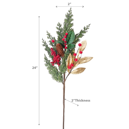 Maison Concepts Christmas Golden Leaves With Berries & Pine Spray - Set of 3