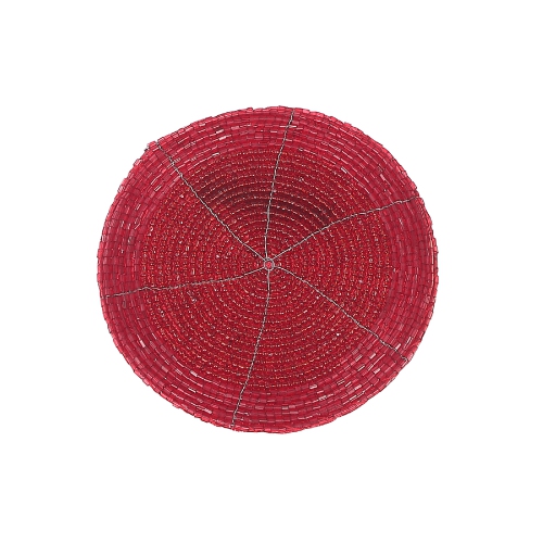 MAISON CONCEPTS  Christmas Beaded Round Coaster - Set Of 6 In Red