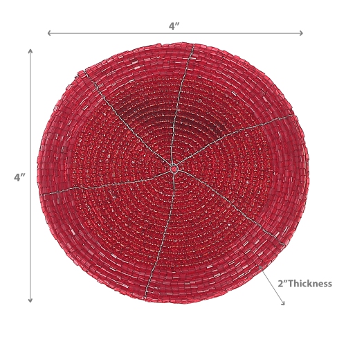 Maison Concepts Christmas Beaded Round Coaster Red - Set of 6