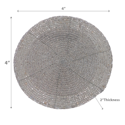 Maison Concepts Christmas Beaded Round Coaster Silver - Set of 6