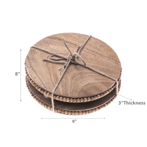 Maison Concepts Set Of 2 Mango Wood Beaded Round Trivet