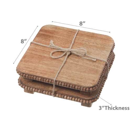 Maison Concepts Set Of 2 Mango Wood Beaded Square Trivet