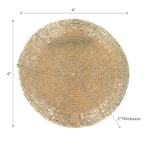 Maison Concepts Christmas Beaded Round Coaster Gold - Set of 6