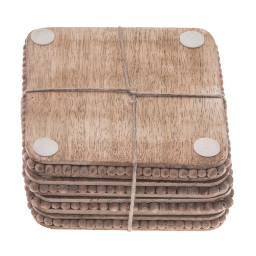 Maison Concepts Set Of 4 Natural Beaded Square Coasters