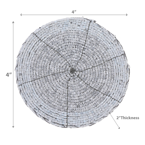 Maison Concepts Christmas Beaded Round Coaster White - Set of 6