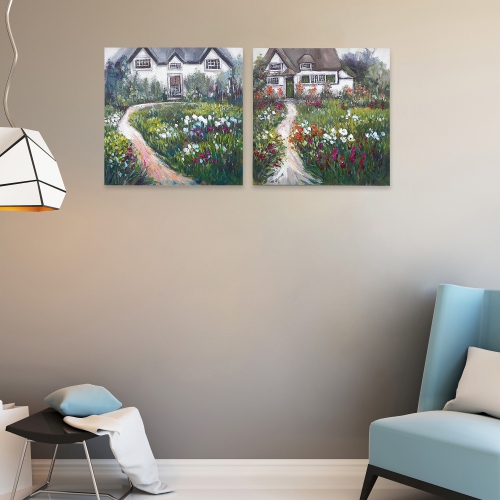 Maison Concepts Hand Painted Canvas Wall Art Floral Garden - Set of 2