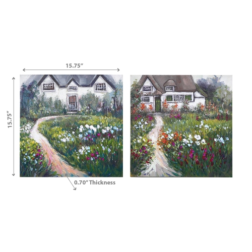 Maison Concepts Hand Painted Canvas Wall Art Floral Garden - Set of 2