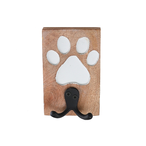Maison Concepts Etched Wooden Paw With Double Prong Hook Black