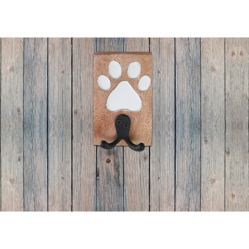 Maison Concepts Etched Wooden Paw With Double Prong Hook Black