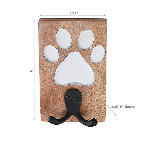 Maison Concepts Etched Wooden Paw With Double Prong Hook Black