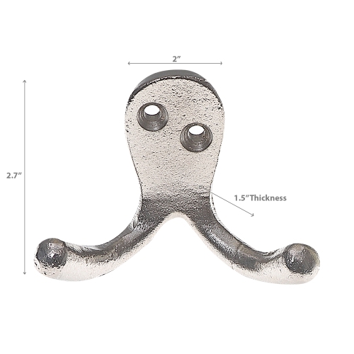 Maison Concepts Double Prong Iron Hook Nickel - Set of 3