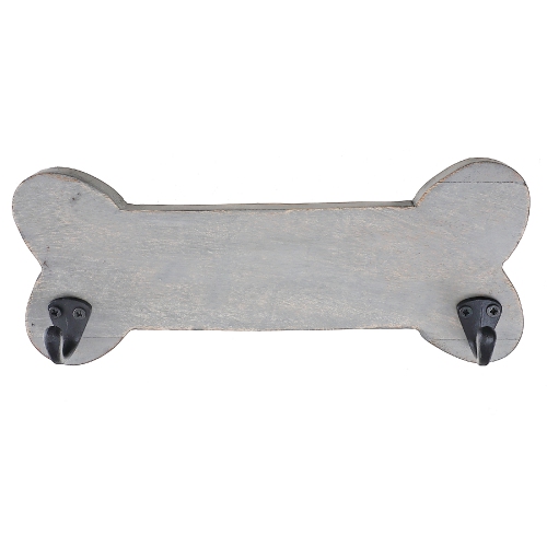 Maison Concepts Wooden Bone Shape With 2 Nickel Hooks Gray