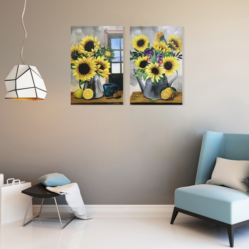 Maison Concepts Canvas Wall Art Sunflower And Lemons - Set of 2