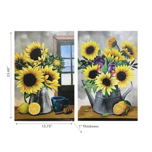 Maison Concepts Canvas Wall Art Sunflower And Lemons - Set of 2