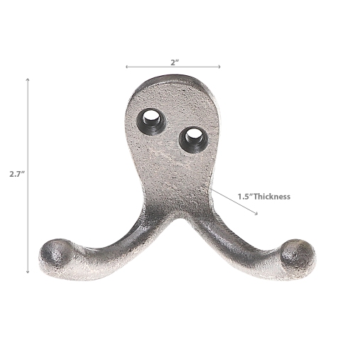 Maison Concepts Double Prong Iron Hook Antique Silver - Set of 3