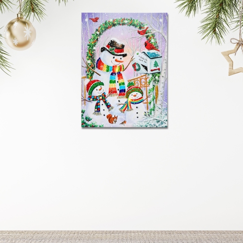 Maison Concepts Christmas Led Canvas Wall Art Snowman Mailing Letter 12X16