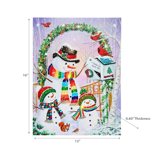 Maison Concepts Christmas Led Canvas Wall Art Snowman Mailing Letter 12X16