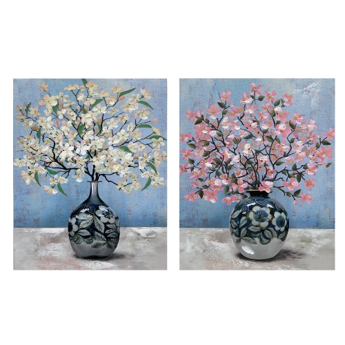 Maison concepts – toile peinte à la main, fleurs fleuris, ensemble de 2