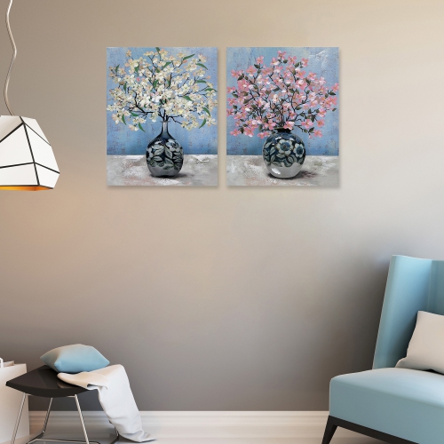 Maison Concepts Hand Painted Canvas Wall Art Blossomed Blooms - Set of 2