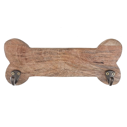 Maison Concepts Wooden Bone Shape With 2 Brass Hooks Natural