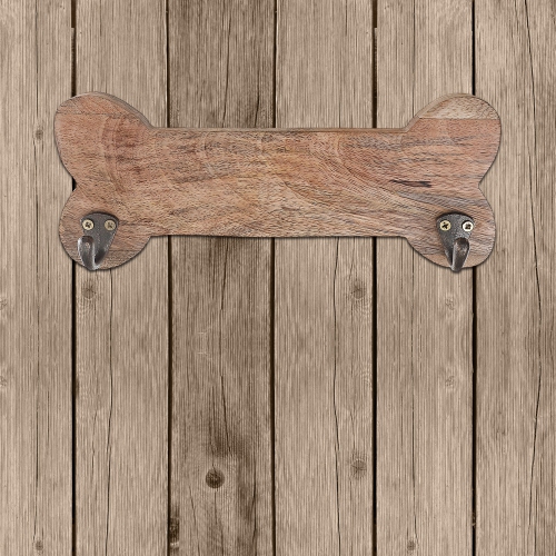 Maison Concepts Wooden Bone Shape With 2 Brass Hooks Natural