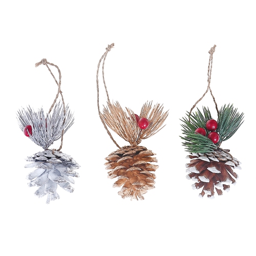 MAISON CONCEPTS  Christmas Pinecone With Berries Ornament - Set Of 6
