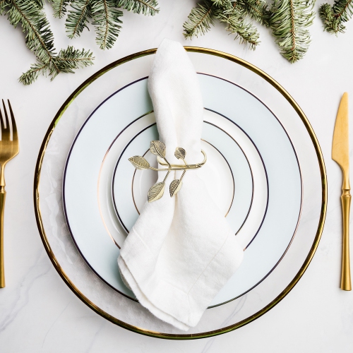 Maison Concepts Gold Metal Leaf Napkin Ring - Set of 6