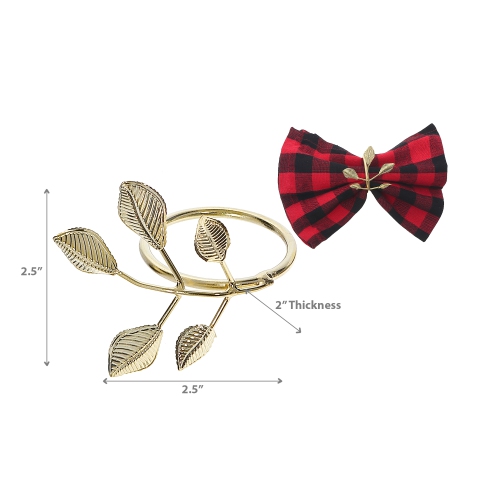 Maison Concepts Gold Metal Leaf Napkin Ring - Set of 6