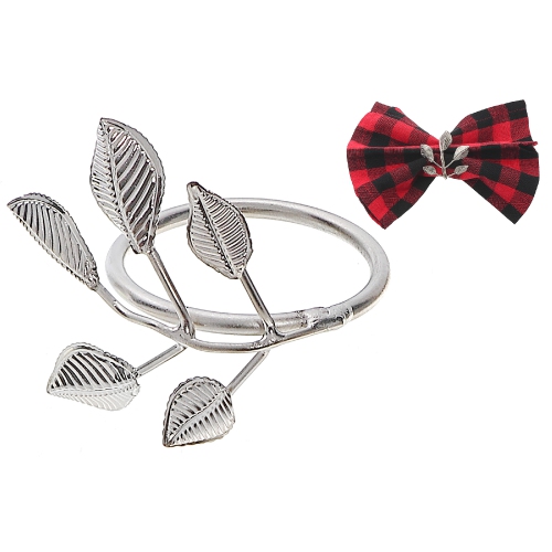 Maison Concepts Silver Metal Leaf Napkin Ring - Set of 6