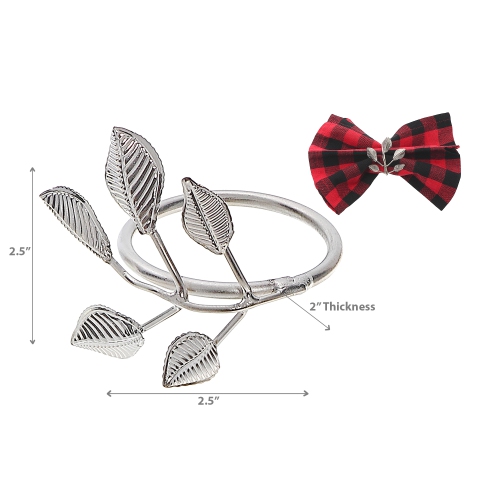 Maison Concepts Silver Metal Leaf Napkin Ring - Set of 6