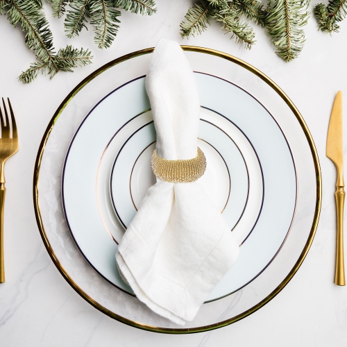 Maison Concepts Gold Beaded Napkin Ring - Set of 6