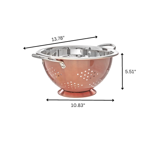 Maison Concepts Metallic Rose Deep Colander With Handles 13.78"