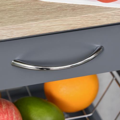 HOMCOM Bar Cart, 5-Tier Kitchen Cart with Removable Serving Tray, Rolling Coffee Cart on Wheels with Drawer and Wire Basket for Dining Room, Living