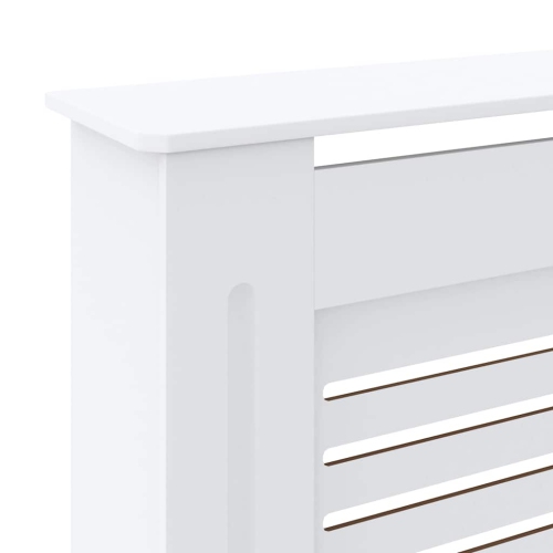 vidaXL Radiator Cover with Top Shelf, Hide Cluttered Pipes, MDF, 55.5-80.7''x7.5''x32.1'', White