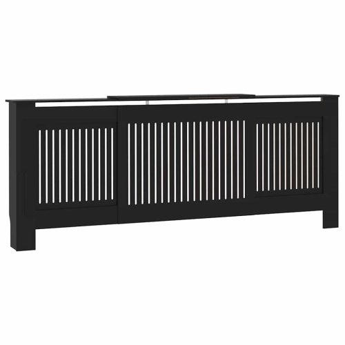vidaXL Radiator Cover with Top Storage Shelf, Heater Cover, MDF, 55.5-80.7''x7.5''x32.1'', Black
