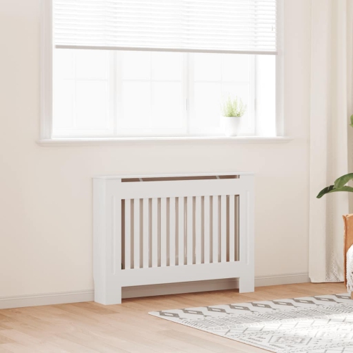 vidaXL Radiator Cover with Top Storage Shelf, Heater Cover, MDF, 44.1''x7.5''x32.1'', White